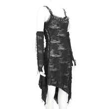 Load image into Gallery viewer, SKT190 Punk ripped knitted belted slip dress
