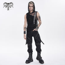 Load image into Gallery viewer, TT316 Branch-Patterned Stretch Knit Hoodie-Style Layered-Look Punk T-Shirt
