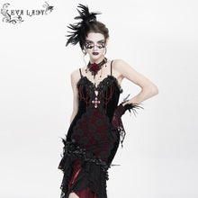 Load image into Gallery viewer, ESKT06302 Red Gothic fishtail dress with suspenders
