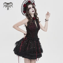 Load image into Gallery viewer, SHT161 Gothic V-Neck Backless Cropped T-Shirt with Eyelash Lace Shoulders

