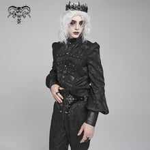 Load image into Gallery viewer, SHT14601 Black Gothic two-tone cashew jacquard long-sleeved shirt
