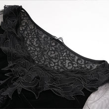 Load image into Gallery viewer, ETT039 Gothic Women Velvet and Burnt-out Mesh Long Sleeve T-Shirt
