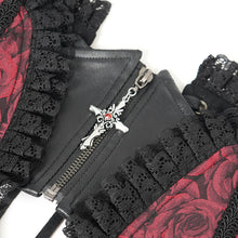 Load image into Gallery viewer, AS20902 new arrival black and red women Gothic rose zipper jacquard lace corset

