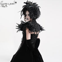 Load image into Gallery viewer, ECA018 Gothic Rose Embossed Velvet Feather Collar
