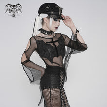 Load image into Gallery viewer, TT306 Bat-Shaped Chest Punk Mesh T-Shirt
