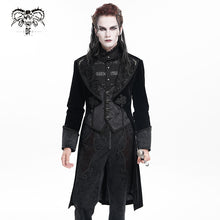Load image into Gallery viewer, CT25401  black Gothic faux two piece embossed dress coat
