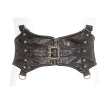 Load image into Gallery viewer, AS175 Punk brown imitation textured leather women corset
