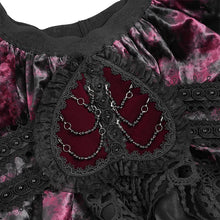 Load image into Gallery viewer, SKT25102 Red Heart-Patterned Corduroy &amp; Velvet Patchwork Gothic Mini Skirt
