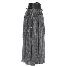 Load image into Gallery viewer, SKT20701 Grey pirate style High waist two-tone chiffon punk skirt
