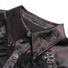 Load image into Gallery viewer, SHT15702 Wine Two-Tone Woven Long-Sleeve Gothic Shirt
