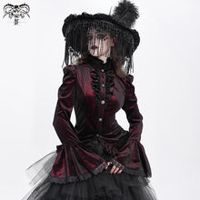 Load image into Gallery viewer, SHT14102 wine Women Glossy Velvet Swallowtail blouse
