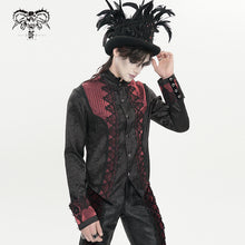 Load image into Gallery viewer, SHT15802 Black and Red Gothic-Style Long-Sleeve Shirt with Branch Pattern
