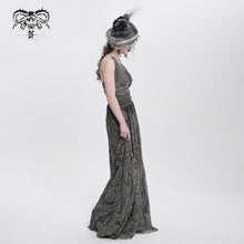 Load image into Gallery viewer, ESKT008 punk wedding branch embroidery smoky pattern sexy women silk chiffon halter dress
