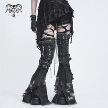 Load image into Gallery viewer, AS313 Distressed long denim leg warmers (punk style)
