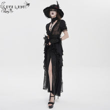Load image into Gallery viewer, ESKT082 Gothic Branch-Embroidered Chiffon Long Cardigan Dress
