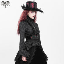 Load image into Gallery viewer, SHT01701 Women short front and long back flared sleeves Gothic black ruffled lace blouse
