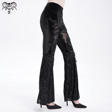 Load image into Gallery viewer, PT272 Hollow out Thigh mesh flocked flared trousers
