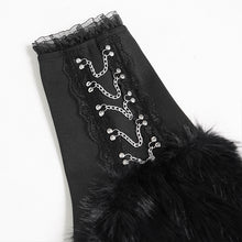 Load image into Gallery viewer, AS323 Black plush V-shaped mid-length leg warmers
