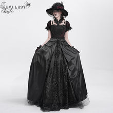 Load image into Gallery viewer, ESKT05701 Black Sequined Lace Mesh Gown Dress
