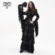Load image into Gallery viewer, CT246 Gothic Women Flared Sleeves Tie-dyed flocked hooded cardigan jacket
