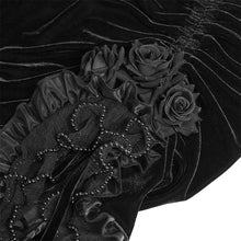 Load image into Gallery viewer, ESKT07801 Black Velvet Paneling with Soft Rose Mesh Gothic Skirt

