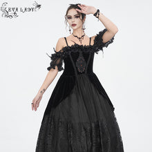 Load image into Gallery viewer, ESKT04501 Black Gothic suspender dress
