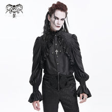 Load image into Gallery viewer, SHT12401 Black Gothic pattern satin long-sleeved men shirts
