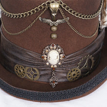 Load image into Gallery viewer, AS188 Steampunk brown top hat
