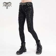 Load image into Gallery viewer, PT252 Super stretchy knitted laminated punk trousers

