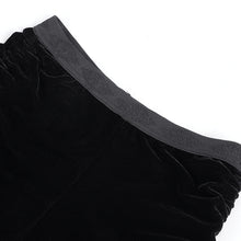 Load image into Gallery viewer, PT255 Gothic black women Pleated hem velvet shorts
