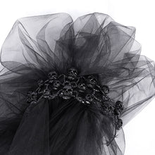 Load image into Gallery viewer, AS192 Gothic wedding lace women black Skull Crown Veil
