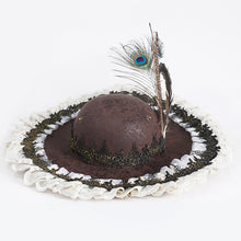 Load image into Gallery viewer, AS181 Lace peacock feather triangle pirate hat
