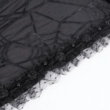 Load image into Gallery viewer, CA047 Women Gothic Flocked Spider Web Hooded Shawl

