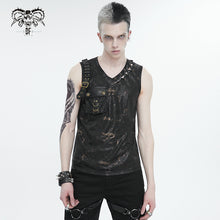 Load image into Gallery viewer, TT250 Bronze gold Stamping Sleeveless Men&#39;s Knitted T-Shirt
