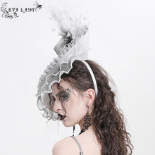 Load image into Gallery viewer, EAS02401 Grey and White Half-rimmed feather flower headband straw hat
