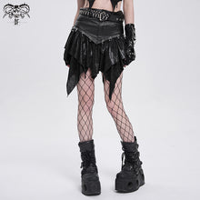 Load image into Gallery viewer, SKT217 Punk non-stretchy faux leather ruffled skirt
