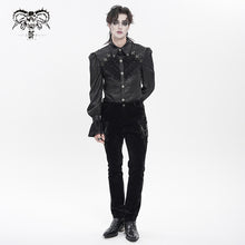 Load image into Gallery viewer, SHT15701 Black Two-Tone Woven Long-Sleeve Gothic Shirts
