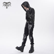 Load image into Gallery viewer, PT295 Gold-Stamped Twill and Faux Leather Paneled Punk Trousers
