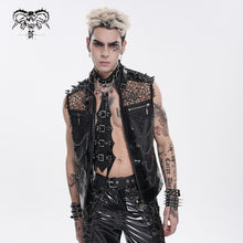 Load image into Gallery viewer, WT105 Punk Tree-Patterned Mesh &amp; Patent Leather Vest
