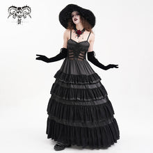 Load image into Gallery viewer, SKT22401 Black party Gothic long suspender dress
