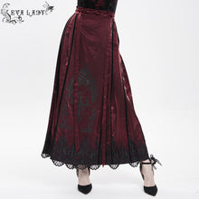 Load image into Gallery viewer, ESKT069 Burgundy Gothic Cross Embroidered Horse Face Skirt
