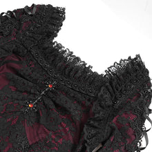 Load image into Gallery viewer, SKT24502 Red floral Lace Long Sleeve Gothic Dress
