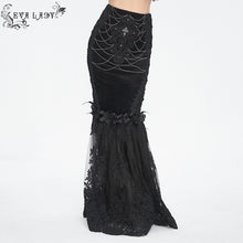 Load image into Gallery viewer, ESKT04401 Black Gothic high waist fishtail skirt
