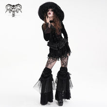 Load image into Gallery viewer, AS194 black women Gothic velvet pattern puffy lace leg warmers
