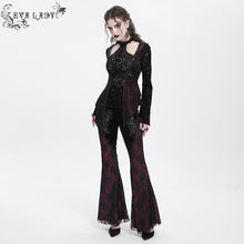 Load image into Gallery viewer, EVA LADY ETT04102 Gothic shiny velvet halterneck long-sleeved T-shirt
