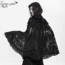 Load image into Gallery viewer, ECA023 Gothic velvet pattern hooded small cape

