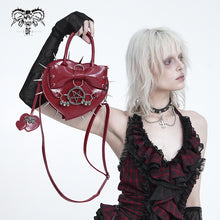 Load image into Gallery viewer, AS31502 Red Punk-style glossy bag with heart and bow details
