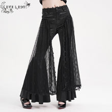 Load image into Gallery viewer, EPT018 Sexy women stage performance mesh Gothic mid-rise flared pants
