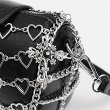 Load image into Gallery viewer, AS218 Punk Heart-shaped  Chain Crossbody cylinder bag
