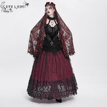 Load image into Gallery viewer, ESKT05602 red Gothic floral embroidered skirt
